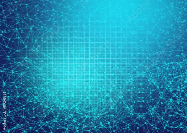 Obraz data deep learning hologram ai technology robotic, molecule of chemical, atom cell science, futuristic cyber network, system of background illustration 3d rendering