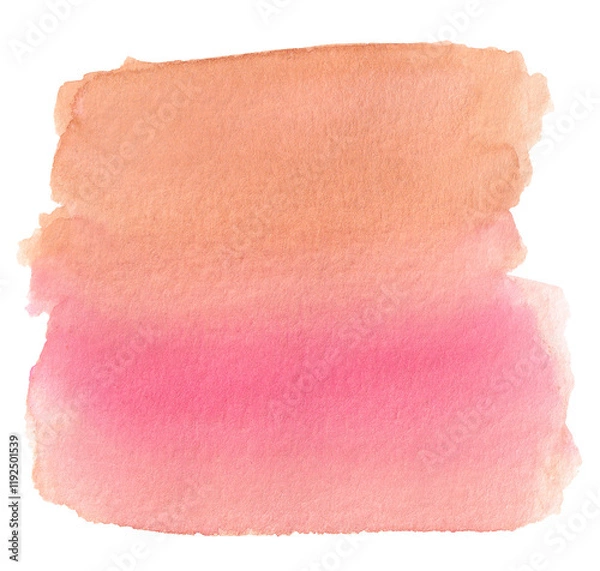 Fototapeta Watercolor stain, background brown-pink color with a hint of orange.