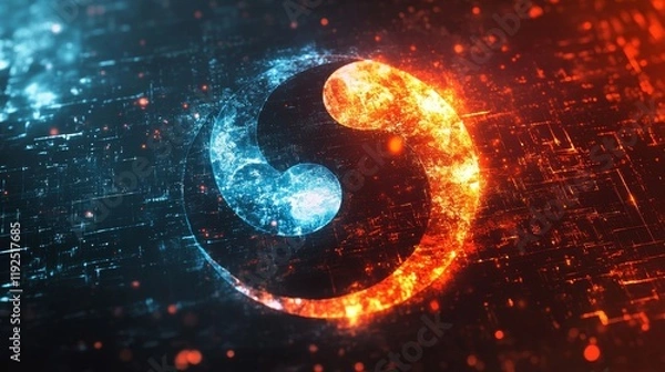 Fototapeta Yin Yang Concept Design Digital Background, Generative AI