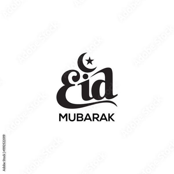 Fototapeta Eid Mubarak calligraphy text vector template design
