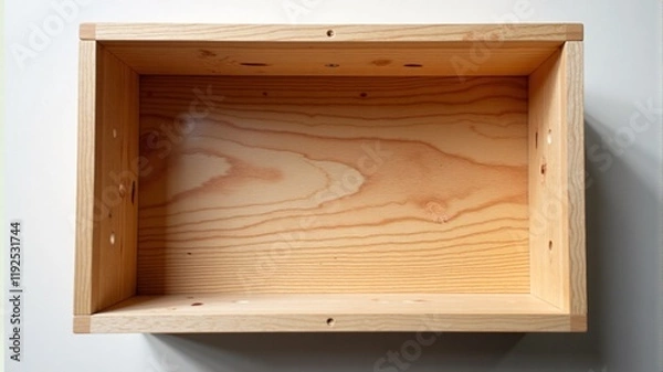 Fototapeta Empty rectangular wooden box, top view