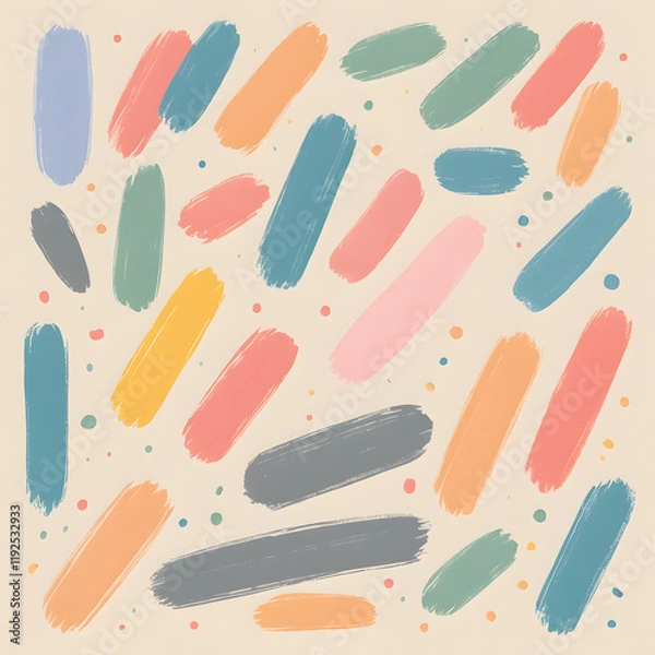 Obraz thick strokes with multicolored chalk on light beige paper, isolated and separate object