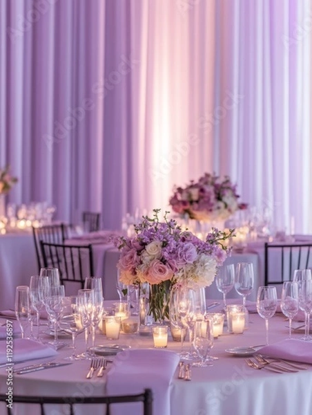 Fototapeta Elegant Lavender Wedding Reception Table Setting