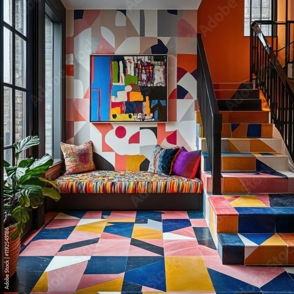 Obraz Colorful Modern Interior Design with Bold Patterns