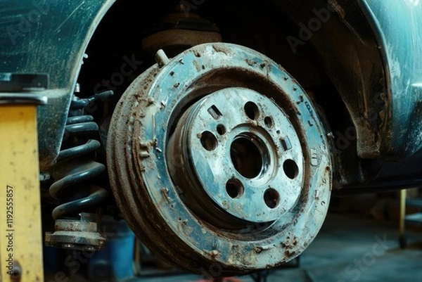 Fototapeta A close-up shot of a tire on a vehicle