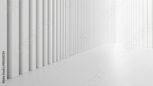 Fototapeta Bright Creative Space With White Panels
