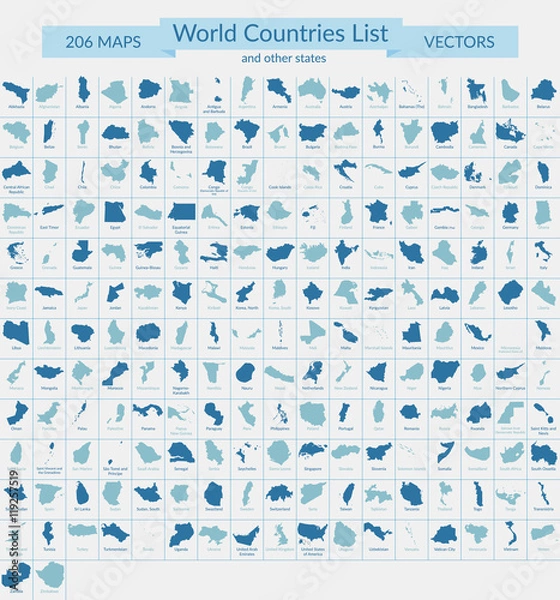 Obraz World Countries List Maps