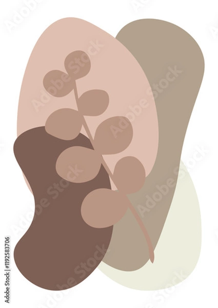 Fototapeta Flowers drawn by hand line, logo for design, on white background, Mocha Mousse colors - Pantone colors of 2025
