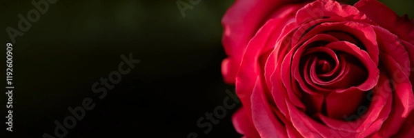 Fototapeta Website banner with opened bud of magenta rose