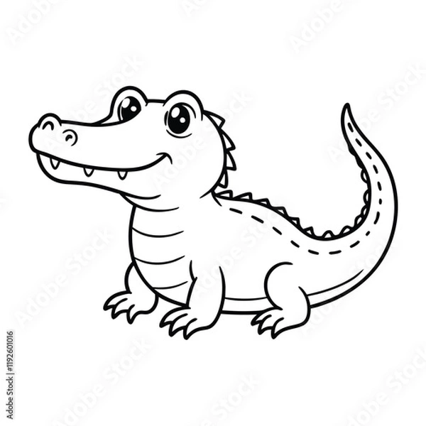 Obraz  cute crocodile outline for coloring book