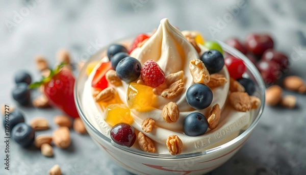 Obraz Yoghurt With Fruits AI Generative