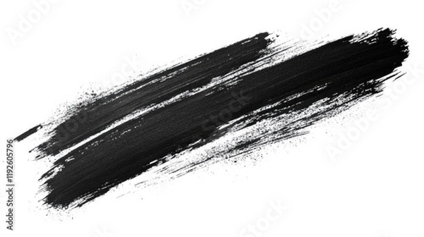 Fototapeta Hand Drawn Black Brush Strokes on White Background for Artistic and Design Applications
