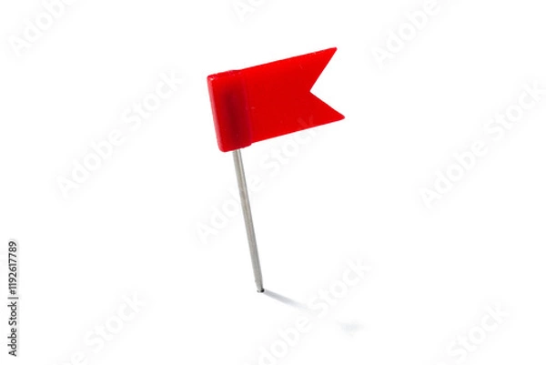 Fototapeta Red flag shaped pushpin isolated
