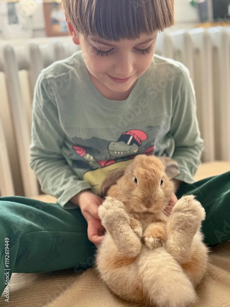 Obraz Simply Together: A Boy and His Bunny