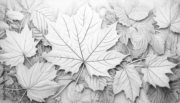 Fototapeta Coloring sketch of leaves pattern, number 3