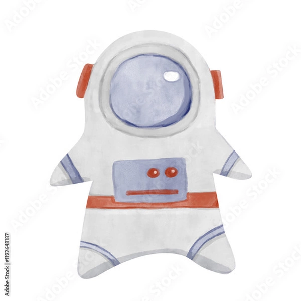 Obraz Watercolor Astronaut in Spacesuit Cartoon Clipart Illustration for Textile, Print and Web Design