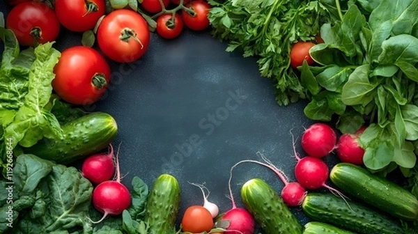 Fototapeta Fresh Vegetables Arranged In A Circular Pattern