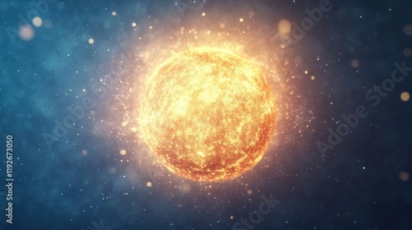 Fototapeta A basketball bursts into fragments, set against a backdrop of vivid blue space, creating an artistic and dynamic visual contrast