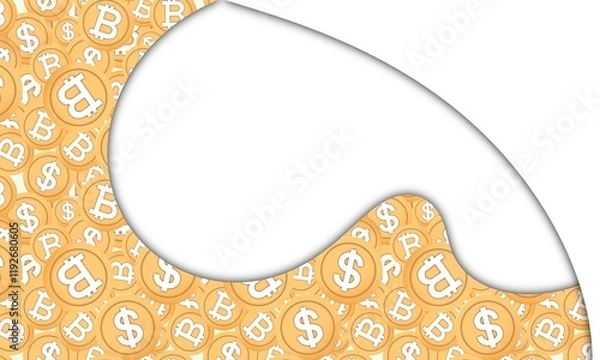 Fototapeta bitcoin and dollar background design. presentation and power point design concept with typography space area. finance, investment, economy, or profit themes