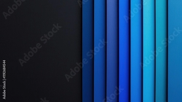Fototapeta Black background wallpaper gradient and sophisticated, A gradient of blue shades transitions from dark to light, with a contrasting black section, creating a visually striking and modern design.