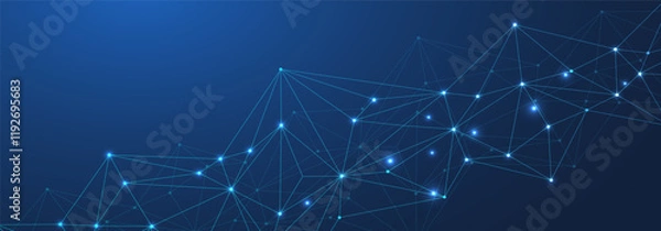Obraz Digital abstract connection dots and lines. Network connection structure. Technology polygonal background. Plexus effect. Vector Illustration.