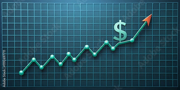 Fototapeta Dollar bills and stock market indicators. Economy graph