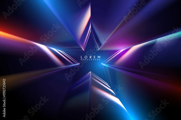 Fototapeta Star shape neon light motion effect