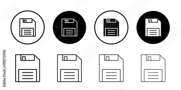 Fototapeta Floppy disk icon Isolated flat vector in outline