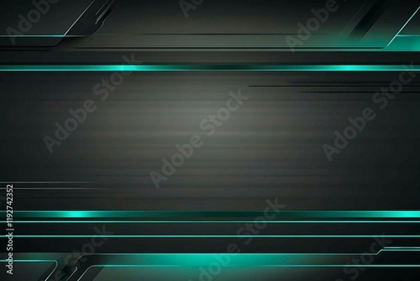 Fototapeta Abstract black background with green accents, futuristic design elements, and geometric patterns, perfect for technology and gaming themes.
