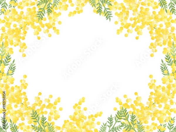 Obraz 水彩で描いたミモザのフレーム素材