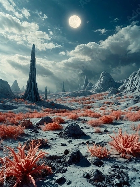 Obraz sunset in the mountains of a moon