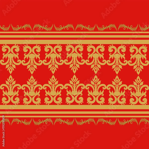 Obraz Vector damask seamless background. Classical luxury old fashioned damask ornament, victorian seamless texture for wallpapers, textile, wrapping. Exquisite floral baroque template.