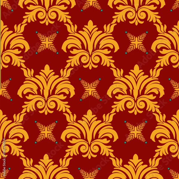 Obraz Vector damask seamless background. Classical luxury old fashioned damask ornament, victorian seamless texture for wallpapers, textile, wrapping. Exquisite floral baroque template.
