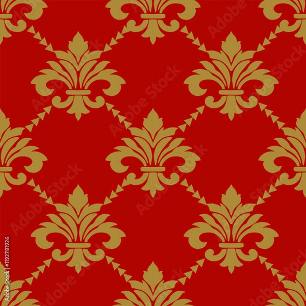 Obraz Vector damask seamless background. Classical luxury old fashioned damask ornament, victorian seamless texture for wallpapers, textile, wrapping. Exquisite floral baroque template.