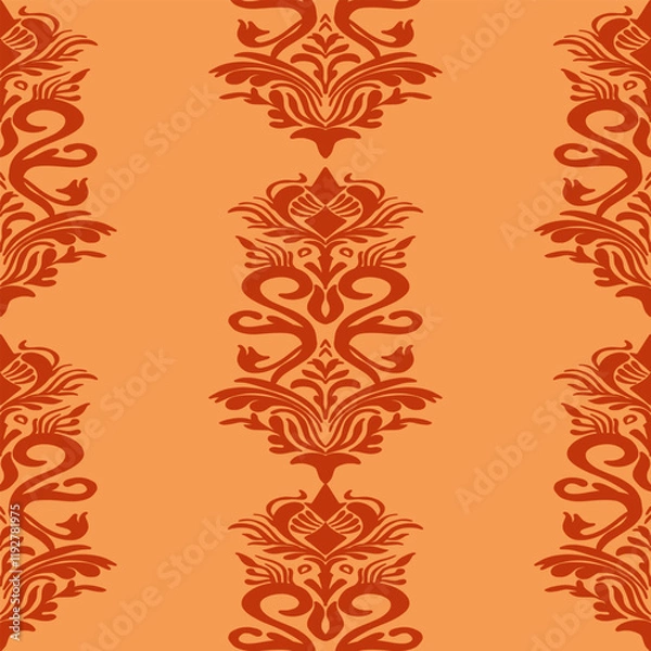 Obraz Vector damask seamless background. Classical luxury old fashioned damask ornament, victorian seamless texture for wallpapers, textile, wrapping. Exquisite floral baroque template.