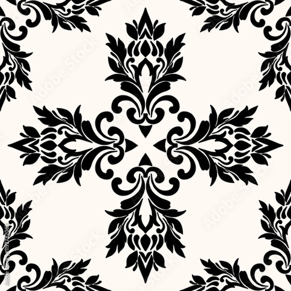 Obraz Vector damask seamless background. Classical luxury old fashioned damask ornament, victorian seamless texture for wallpapers, textile, wrapping. Exquisite floral baroque template.