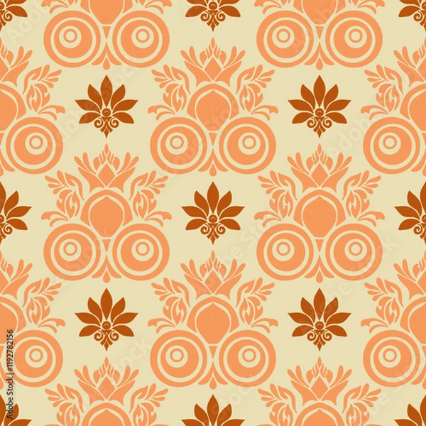 Obraz Vector damask seamless background. Classical luxury old fashioned damask ornament, victorian seamless texture for wallpapers, textile, wrapping. Exquisite floral baroque template.
