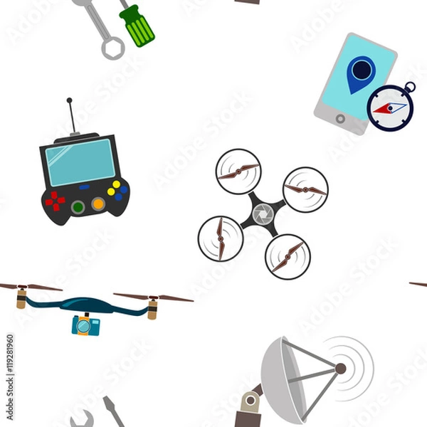 Obraz Seamless pattern with drone icons for your design