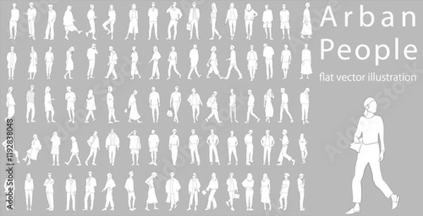 Obraz Urban people flat vector illustration collection pack	
