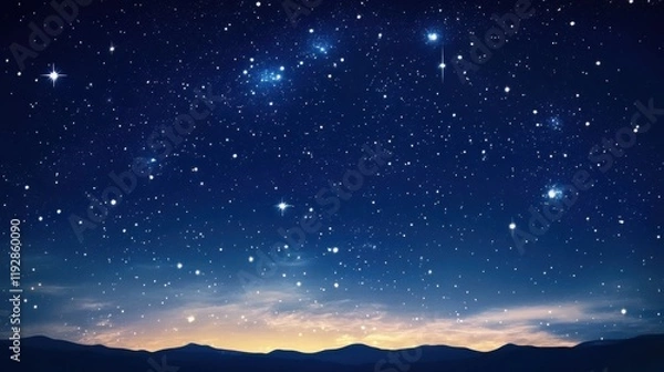 Fototapeta Starry night over a mountain range.