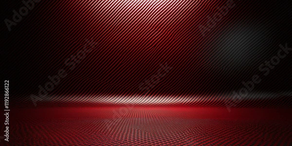 Fototapeta Futuristic red and black carbon fiber textured background with diagonal lines and a smooth glossy finish, ideal for modern technology themes.