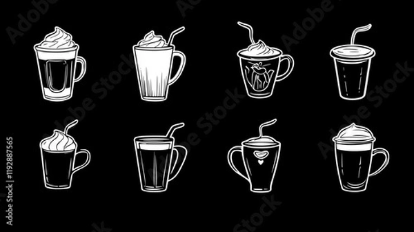 Fototapeta Collection of Latte Macchiato, vectorized drink design