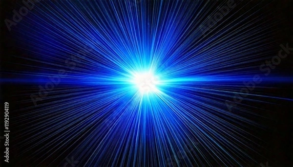 Fototapeta Blue light star burst on black background