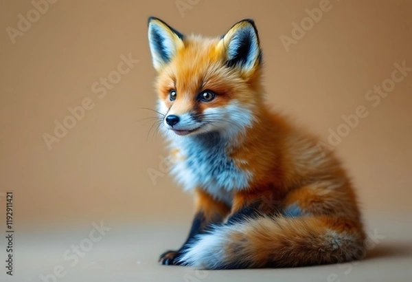 Obraz Adorable Red Fox Kit Sitting Studio Portrait