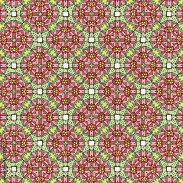 Fototapeta Seamless pattern with floral elements on white background.