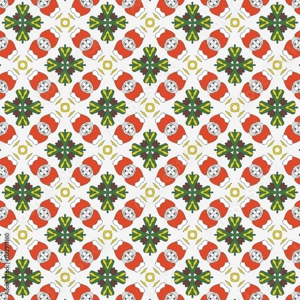 Fototapeta Seamless pattern with christmas elements on white background.