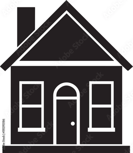 Fototapeta Minimalist Black and White House Icon with Symmetrical Design