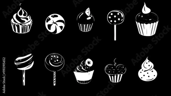 Fototapeta Collection of Caramel vector icons, Caramel vector art pattern
