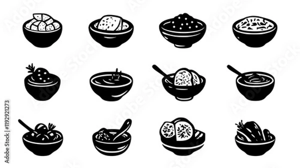 Fototapeta Collection of Tapenade icons, Tapenade illustration art, seamless pattern