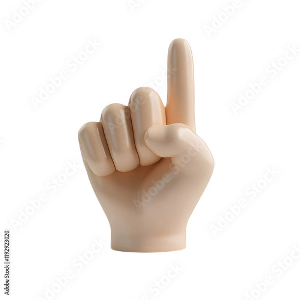 Fototapeta Transparent 3D Hand Gesture Rendering on Isolated White Background